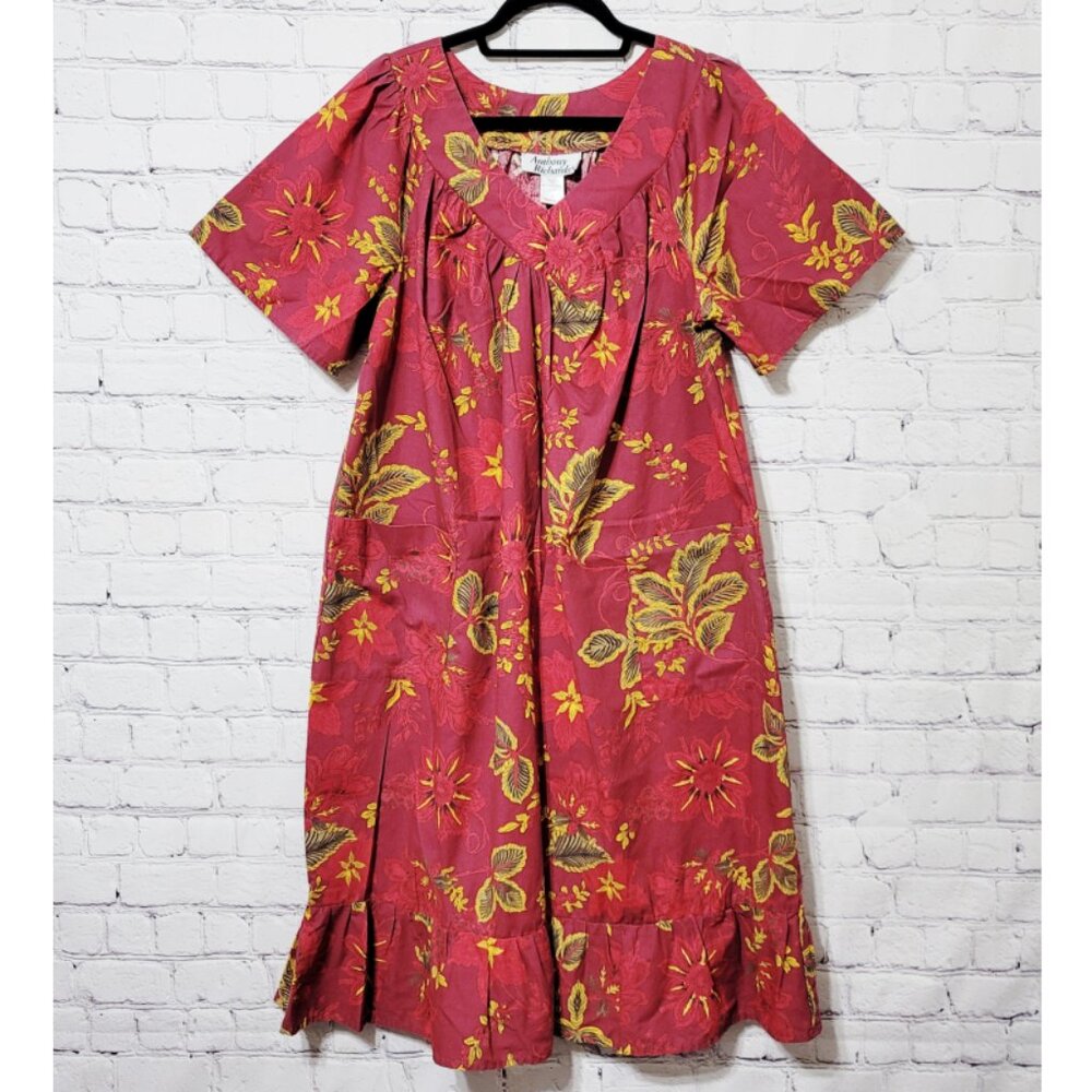 Anthony Richards V-Neck Short Sleeve Midi House Dress L